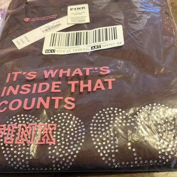 🔥VS Pink ✨bling✨ short sleeve campus tee sz XXL NWT - Picture 8 of 9